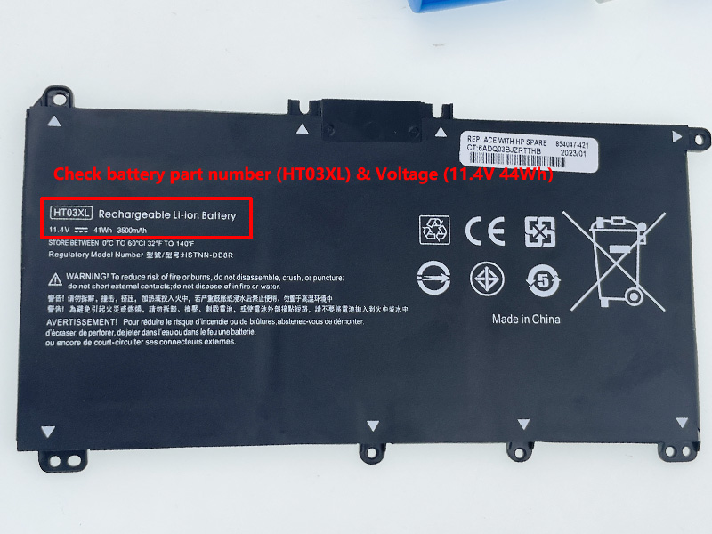 Check battery part number HT03XL