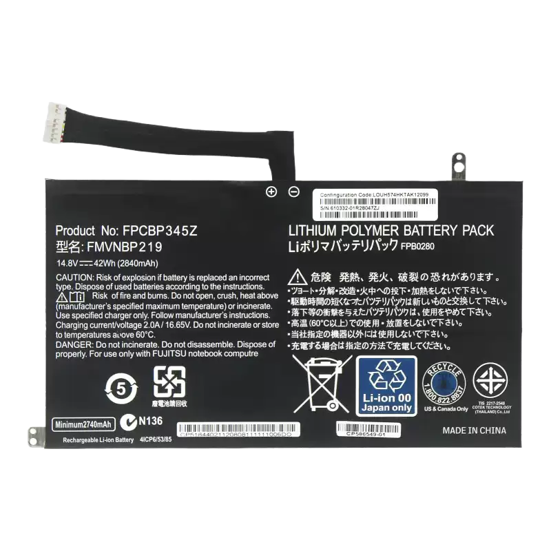 China Manufacturer Wholesale FPCBP345Z Notebook Battery For Fujitsu LifeBook UH572